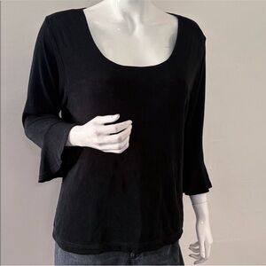 Vintage Coldwater Creek Whimsy Goth Fairycore Black Scoop Neck Top Bell Sleeves